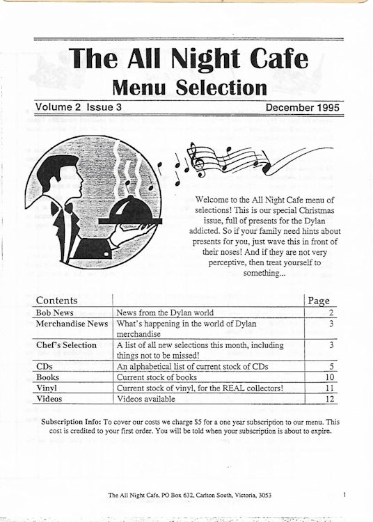 Bob Dylan fanzine The All Night Café vol 2 issue 3