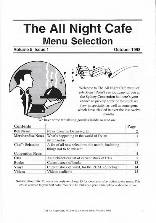 Bob Dylan fanzine The All Night Café vol 5 issue 1