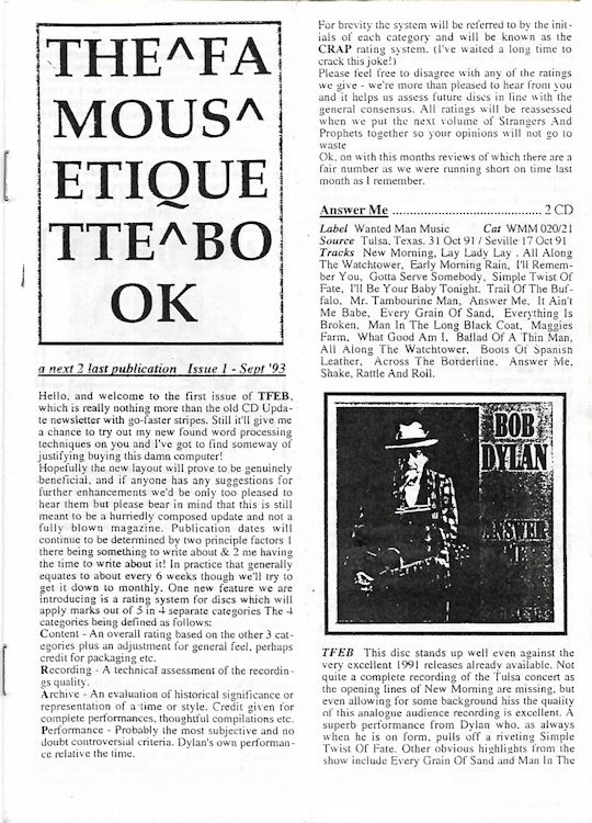 famous etiquette book <br>#01 bob Dylan Fanzine