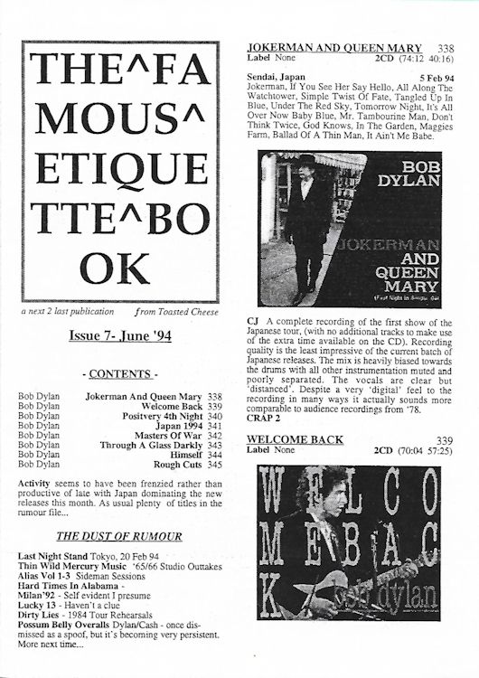 famous etiquette book <br>#07 bob Dylan Fanzine