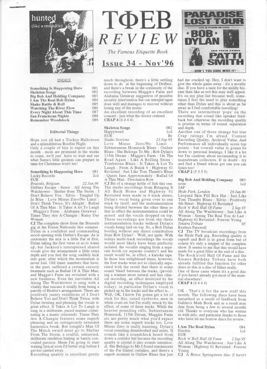 famous etiquette book <br>#34 bob Dylan Fanzine