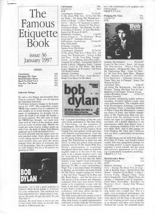 famous etiquette book <br>#36 bob Dylan Fanzine