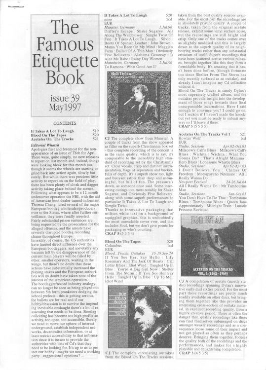 famous etiquette book <br>#39 bob Dylan Fanzine