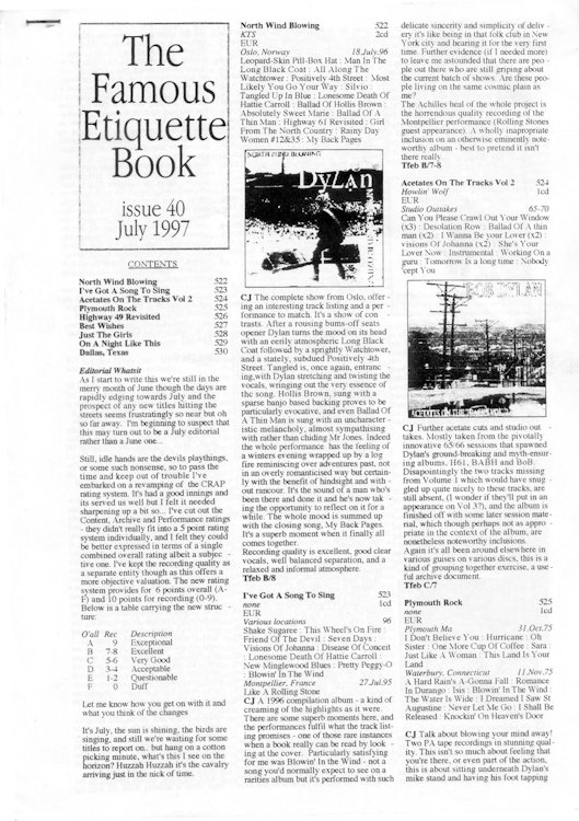 famous etiquette book <br>#40 bob Dylan Fanzine