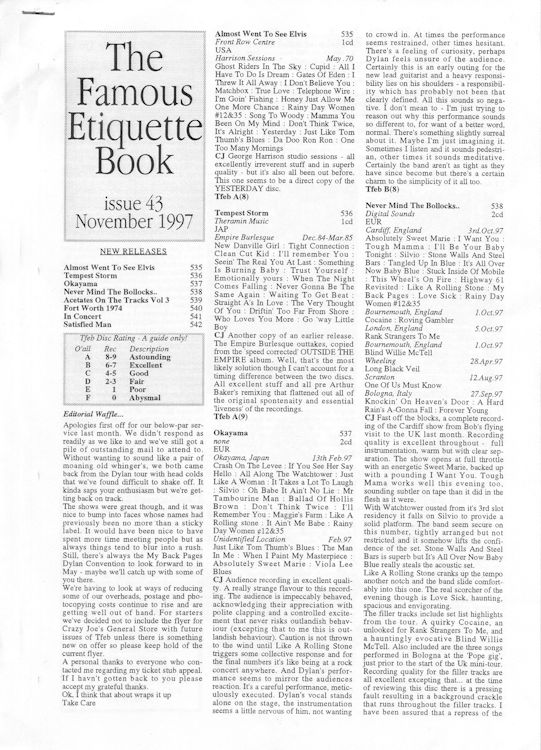 famous etiquette book <br>#43 bob Dylan Fanzine