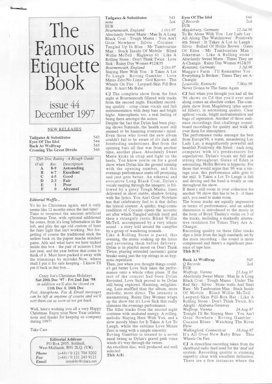 famous etiquette book bob <br>#44 Dylan Fanzine
