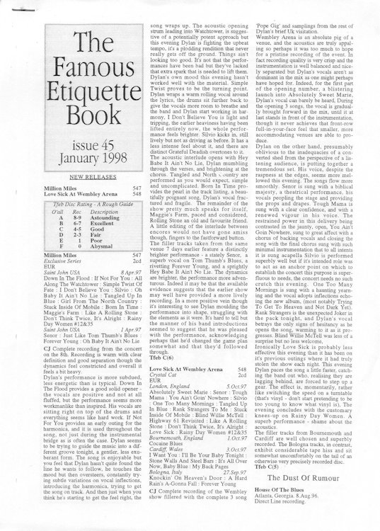 famous etiquette book <br>#45 bob Dylan Fanzine