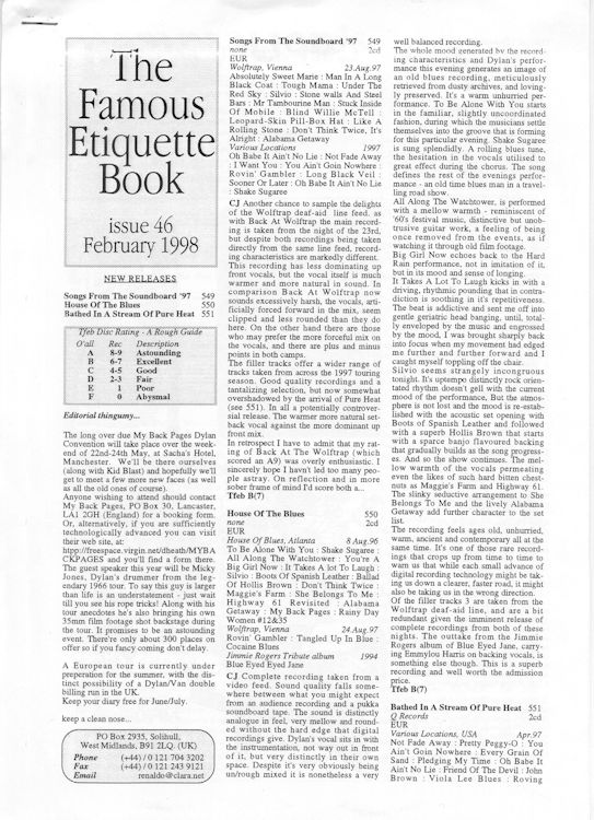 famous etiquette book <br>#46 bob Dylan Fanzine