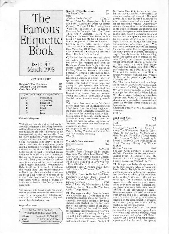 famous etiquette book bob <br>#47 Dylan Fanzine