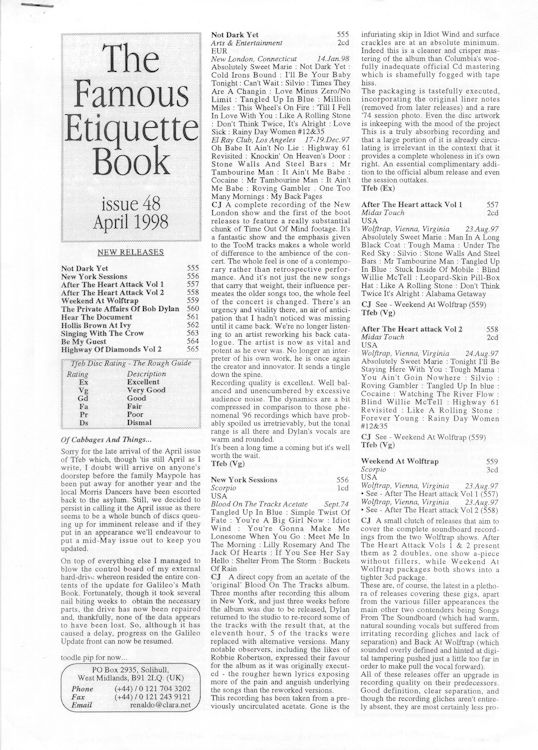 famous etiquette book <br>#48 bob Dylan Fanzine