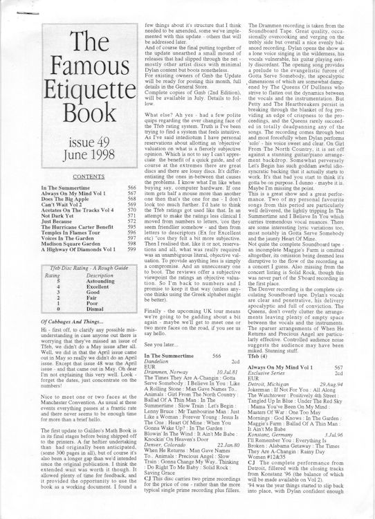 famous etiquette book <br>#49 bob Dylan Fanzine
