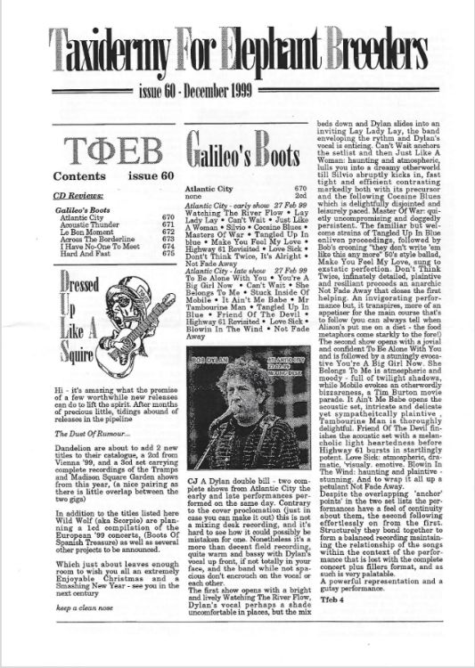 #60 bob Dylan Fanzine