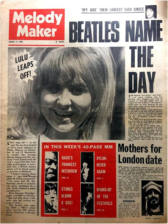 Melody Maker 17 August 1968 Bob Dylan front cover