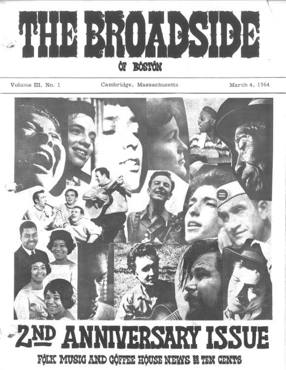 broadside of boston 1964 magazine Bob Dylan front cover