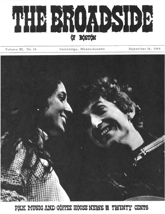 broadside of boston 1964 magazine Bob Dylan front cover