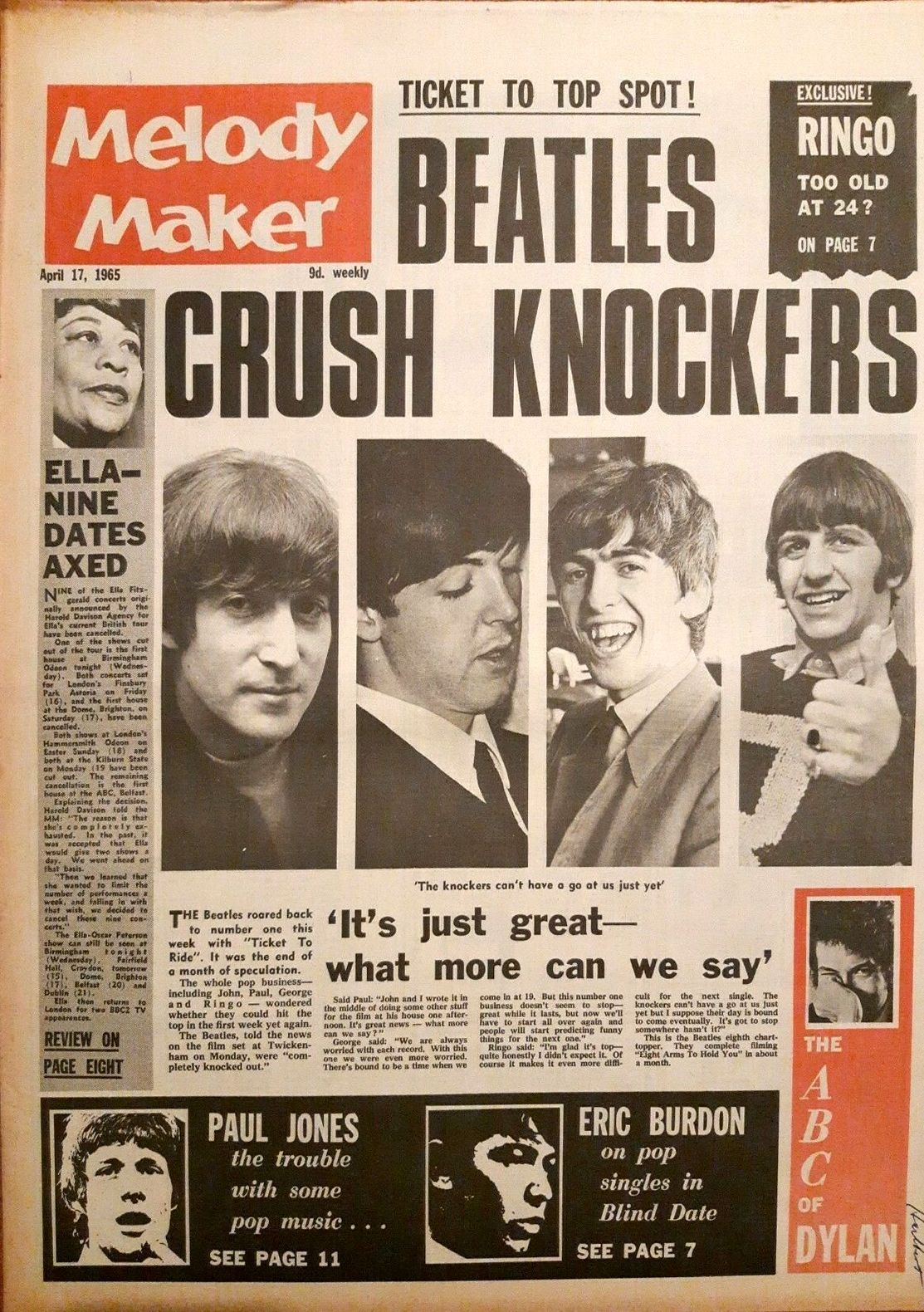 Melody Maker 17 April 1965 Bob Dylan front cover
