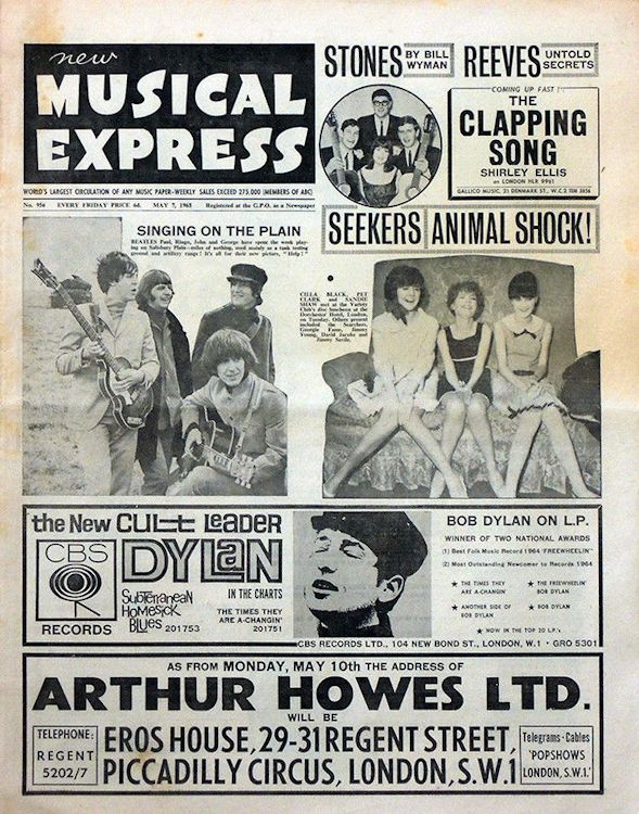 New Musical Express Bob Dylan front cover 7 May 1965