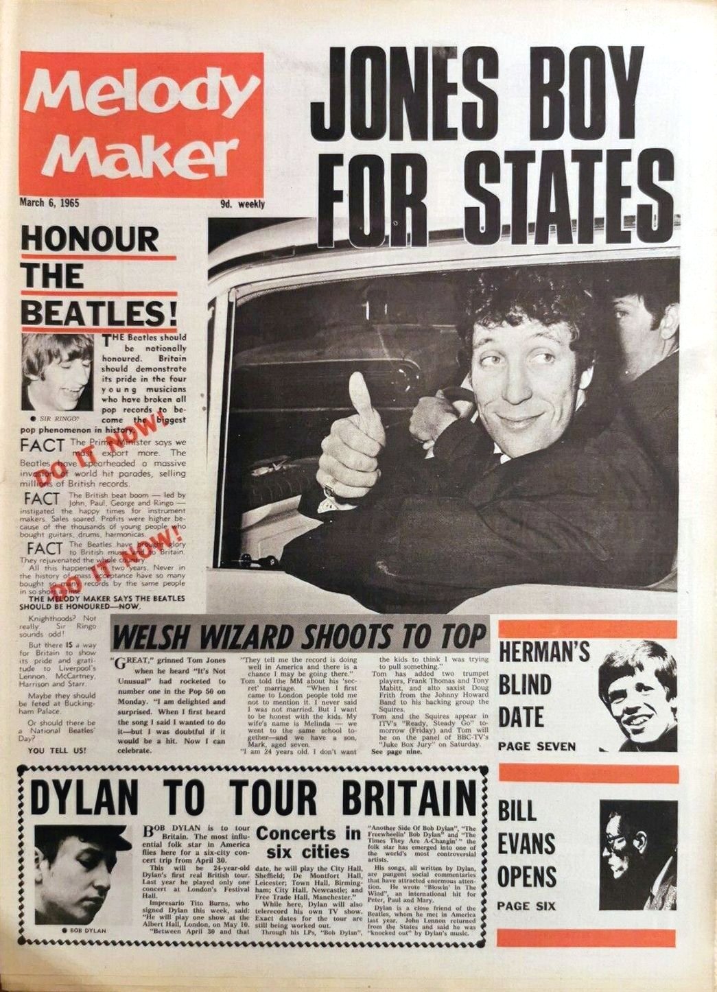 Melody Maker 6 March 1965 Bob Dylan front cover