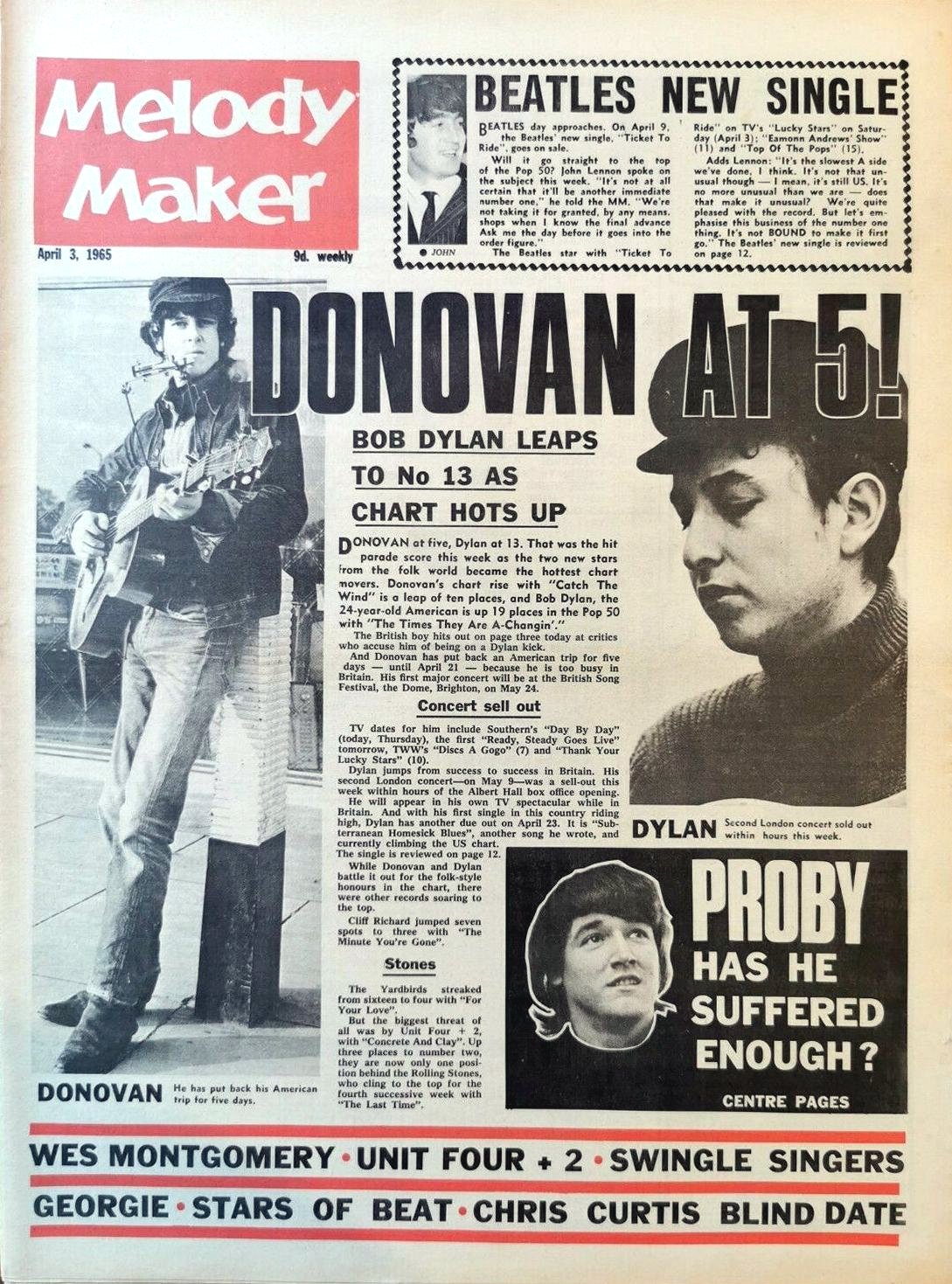 Melody Maker 4 April 1965 Bob Dylan front cover