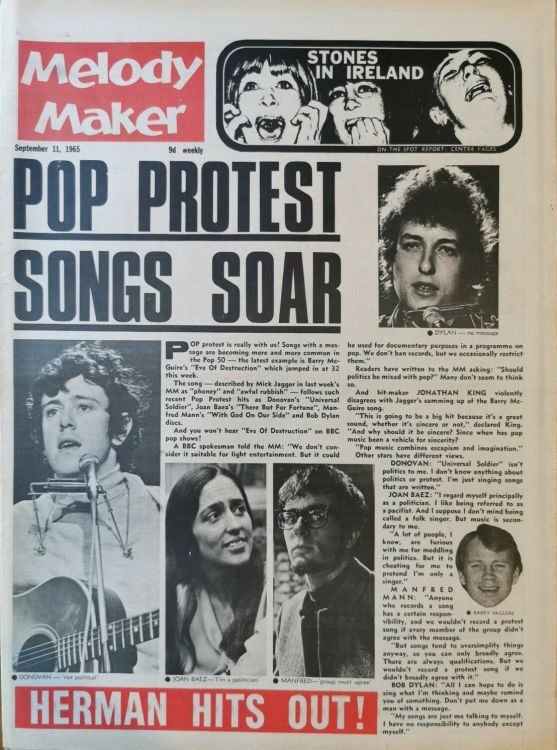 Melody Maker 11 September 1965 Bob Dylan front cover