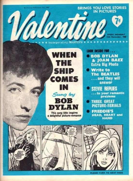 valentine magazine Nov 1965 Bob Dylan front cover