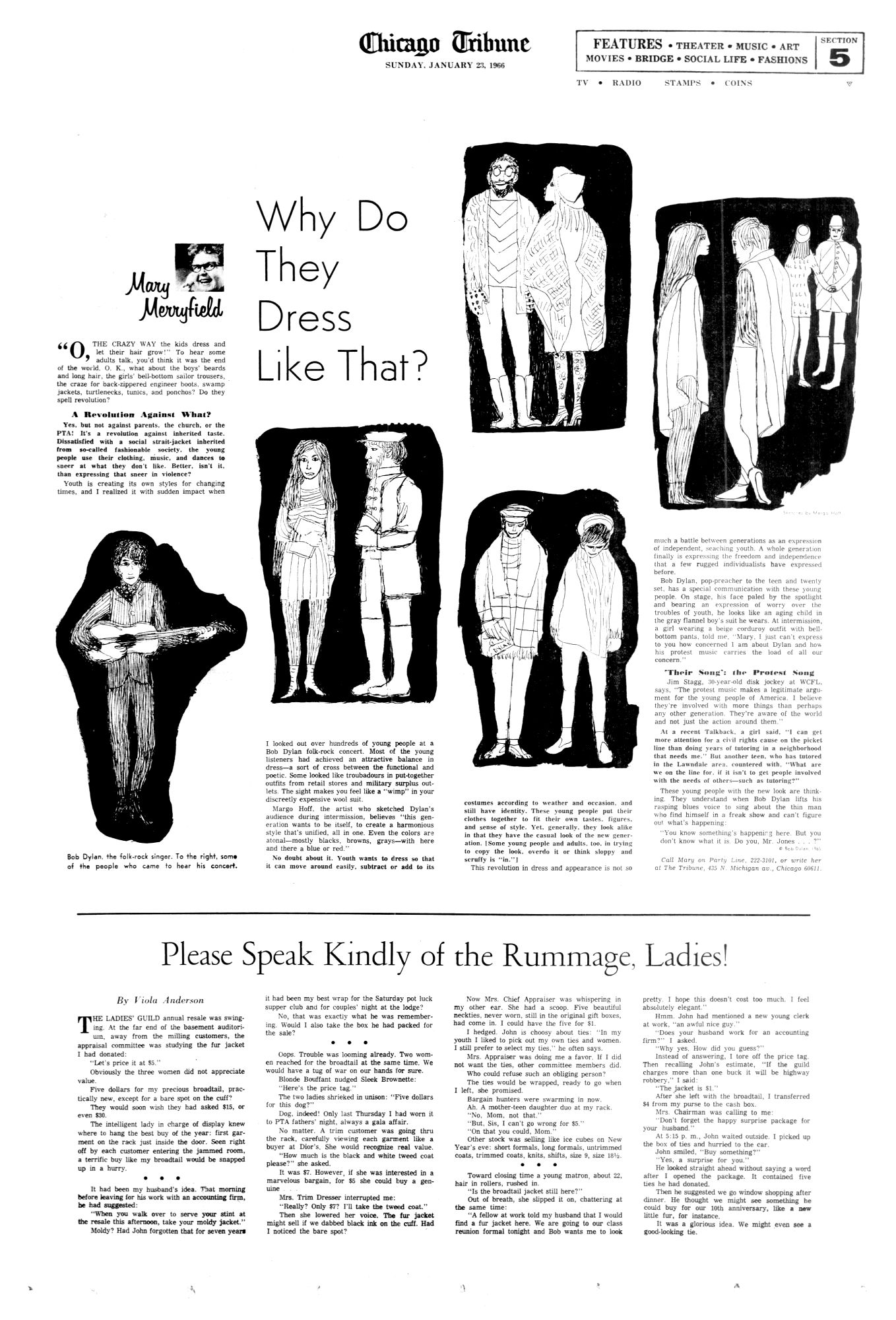 chicago tribune Bob Dylan front cover