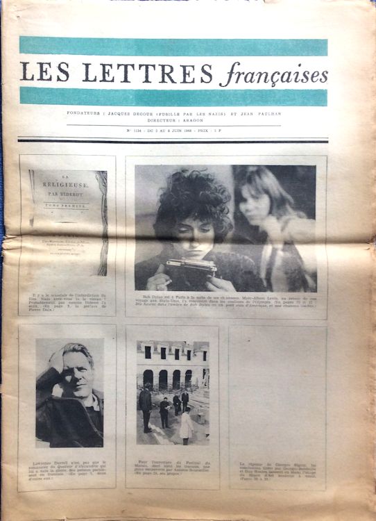 les lettres francaises magazine Bob Dylan front cover