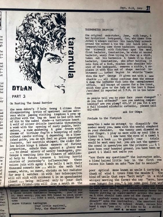 Tarantula in Georgia Straight 6-12 Sept 1968
