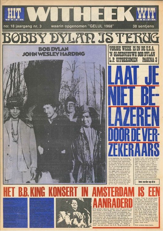 hitweek 1968 01 magazine Bob Dylan front cover