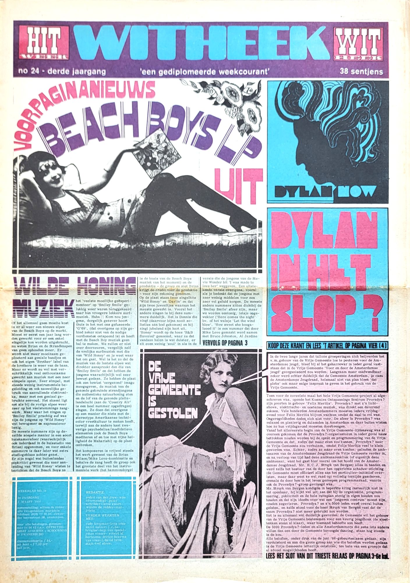 hitweek magazine #24 Bob Dylan front cover