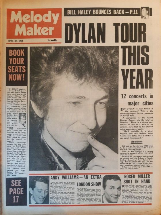 Melody Maker 27 April 1968 Bob Dylan front cover