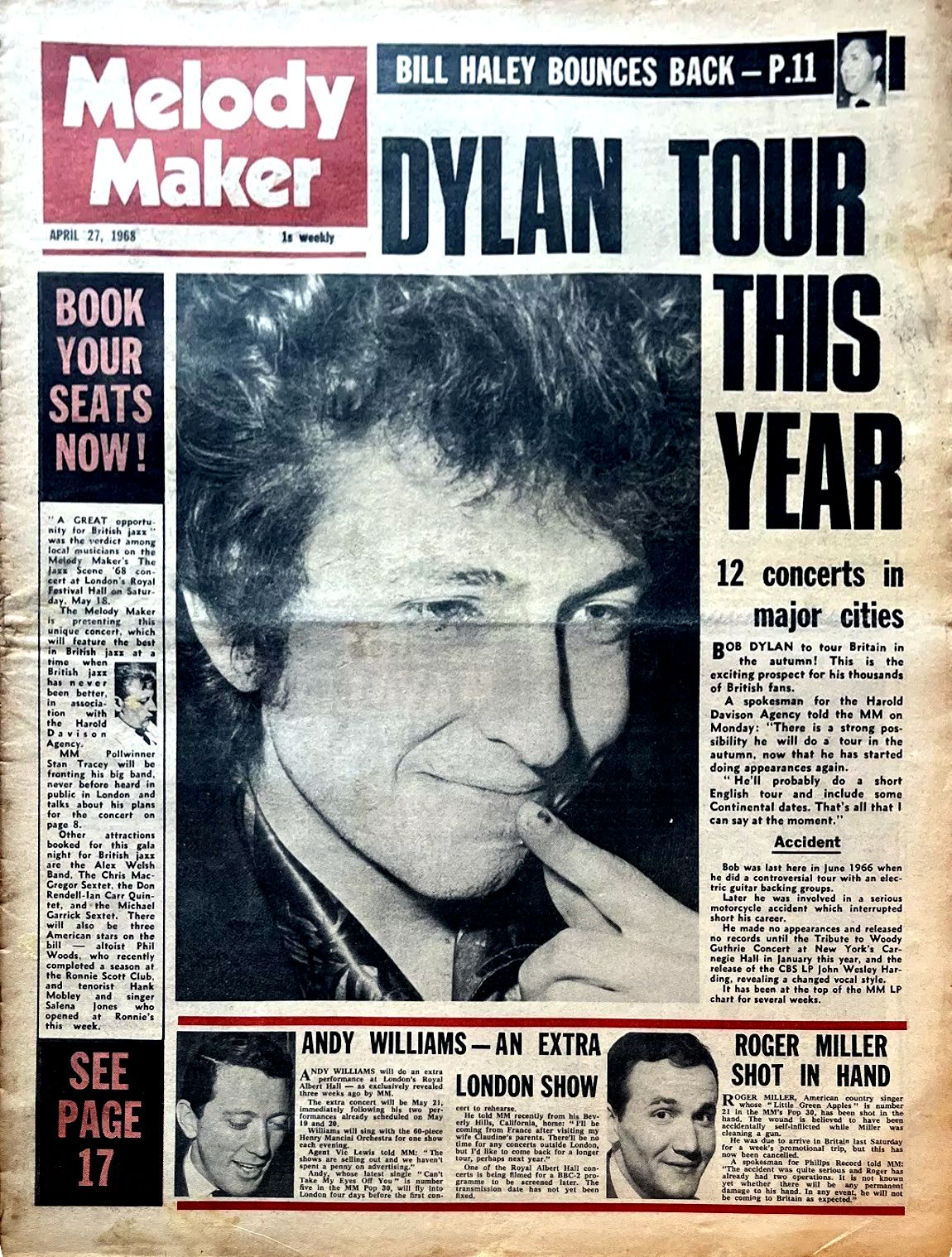 Melody Maker 27 April 1968 Bob Dylan front cover