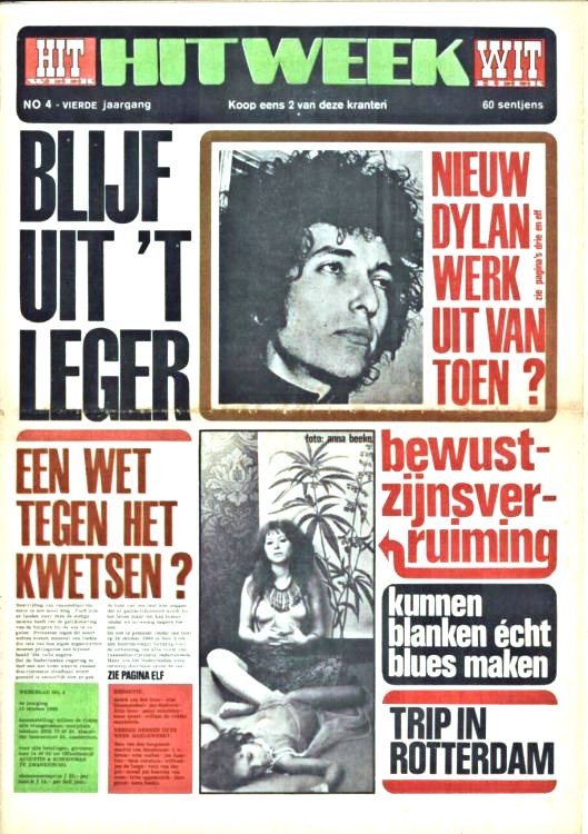 hitweek 1968 11 magazine Bob Dylan front cover