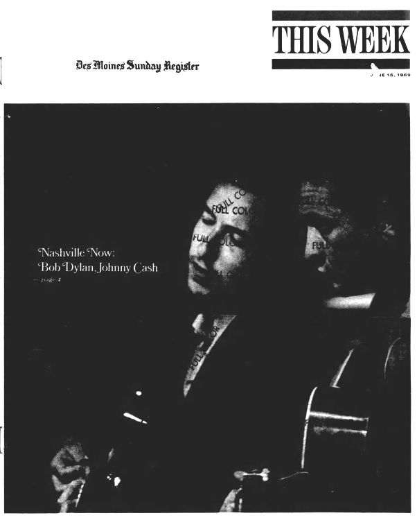 des moines register Bob Dylan front cover