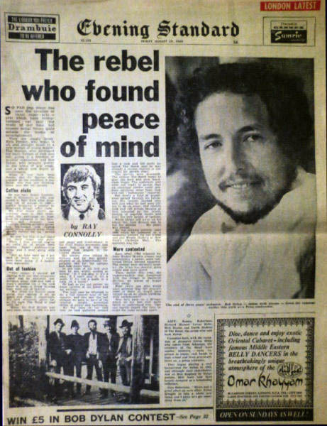 evening standard magazine 29 08 1969 Bob Dylan front cover