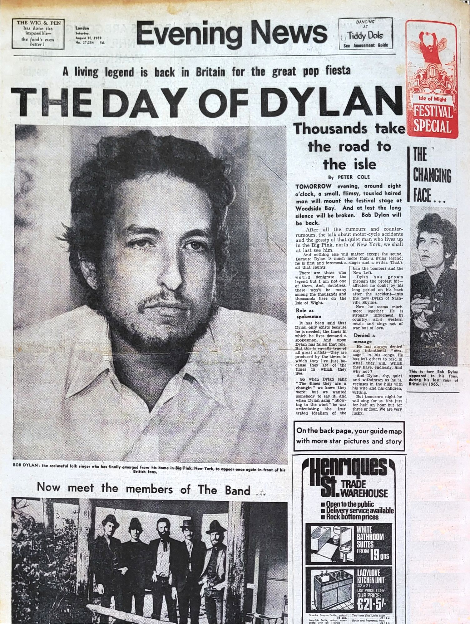 evening news 1969 Bob Dylan front cover