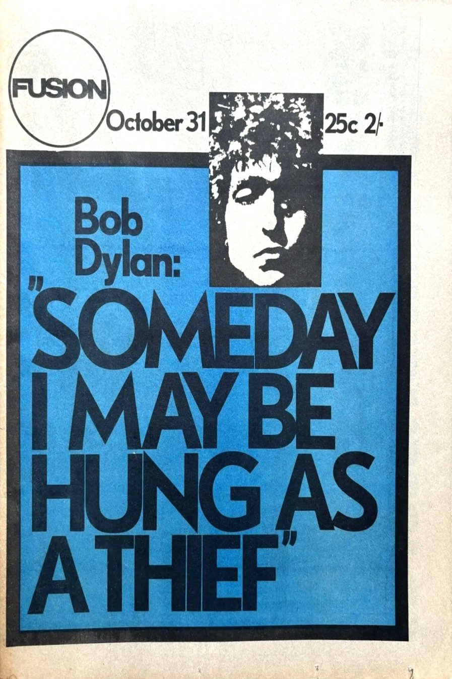 fusion 1969 10 31 magazine Bob Dylan front cover