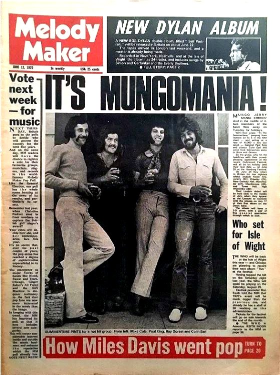 Melody Maker 13 July 1970 Bob Dylan front cover