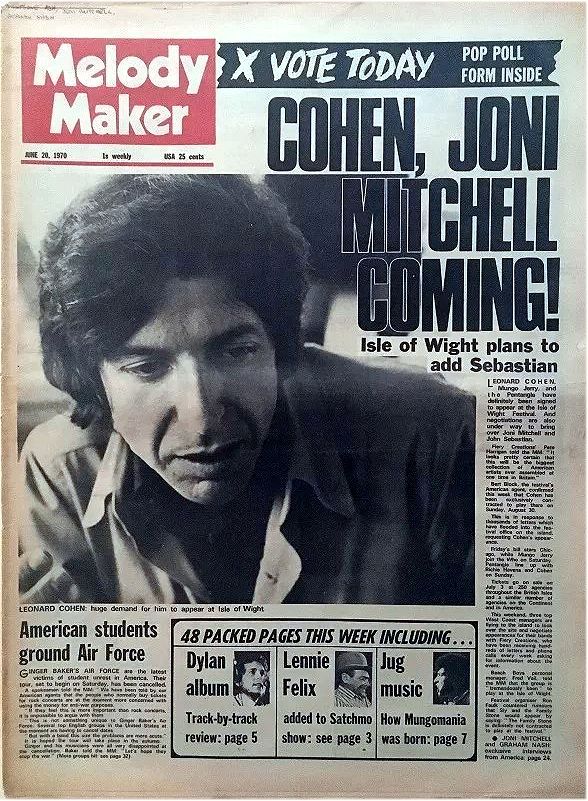 Melody Maker 13 July 1970 Bob Dylan front cover