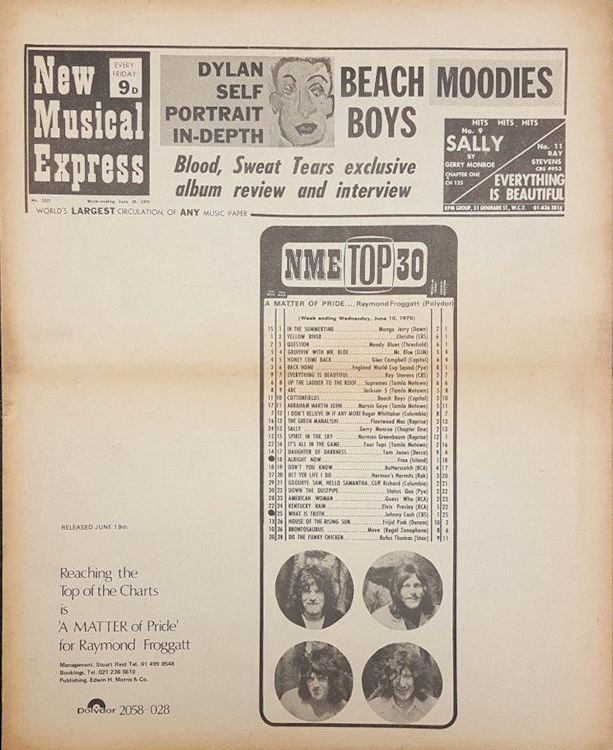 New Musical Express Bob Dylan front cover 20 June 1970