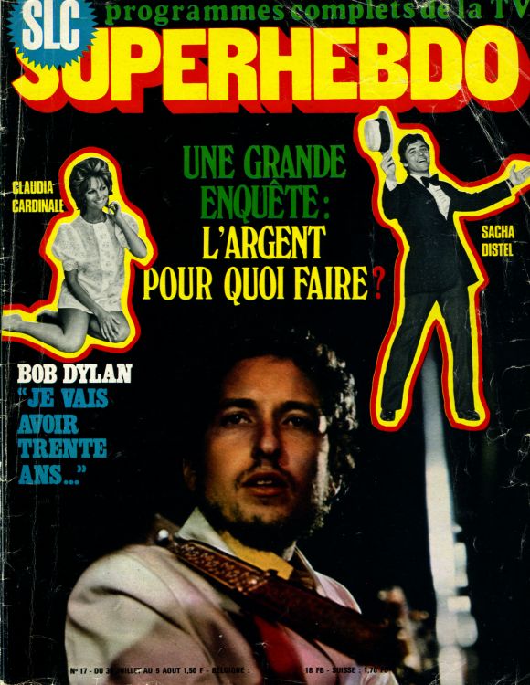 superhebdo magazine france July 1970 Bob Dylan front cover
