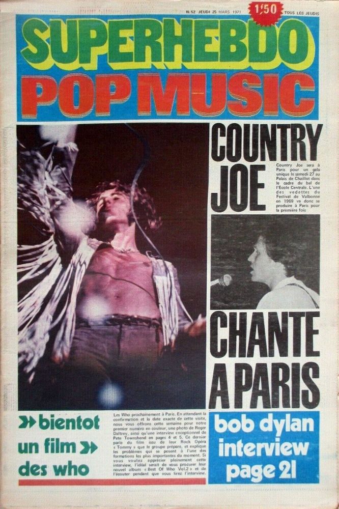 superhebdo magazine france March 1971 Bob Dylan front cover
