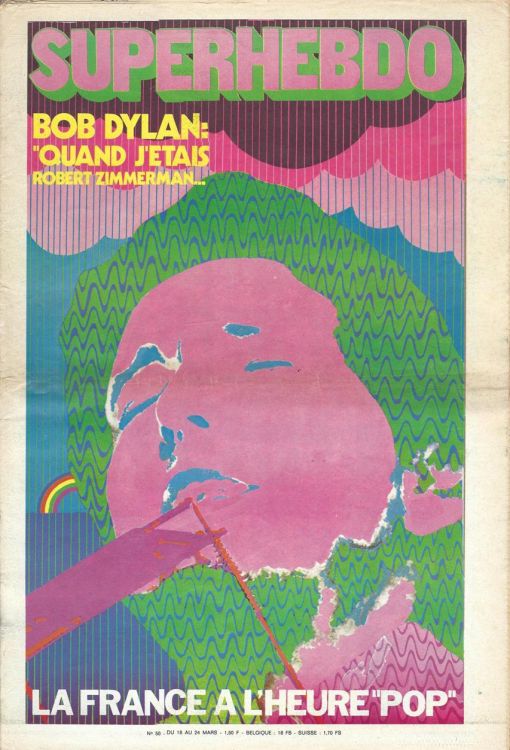 superhebdo magazine france March 1971 Bob Dylan front cover