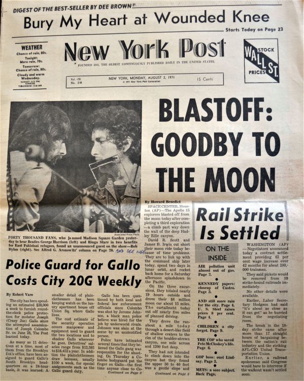 New York Post 1971 Bob Dylan front cover