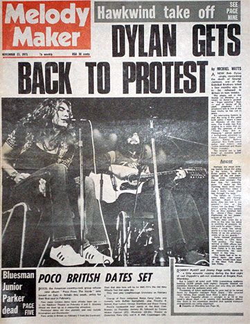 Melody Maker 27 November 1971 Bob Dylan front cover