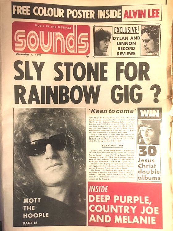 sounds magazine uk 4 December 1971 Bob Dylan front cover