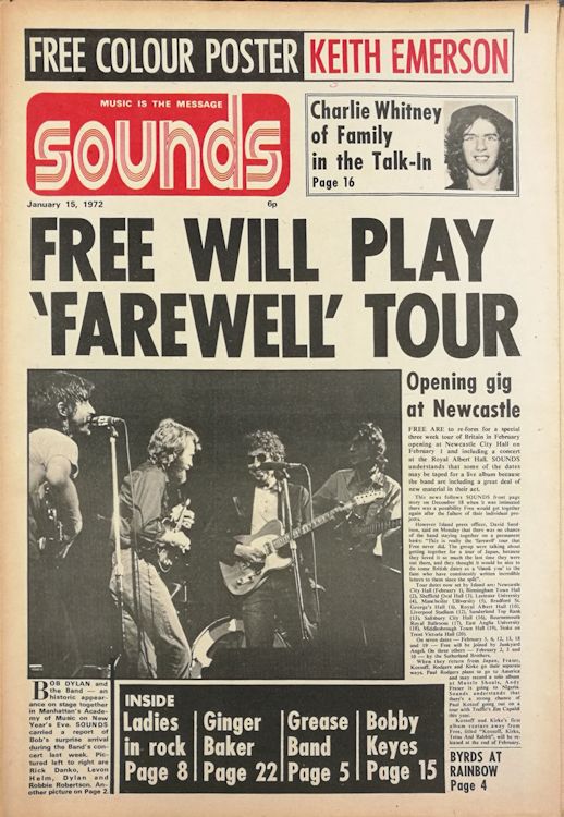 sounds magazine uk 15 January 1972 Bob Dylan cover story