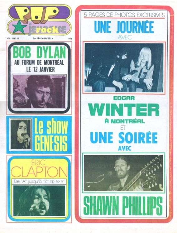 pop rock canada magazine 1 December 1973 Bob Dylan front cover