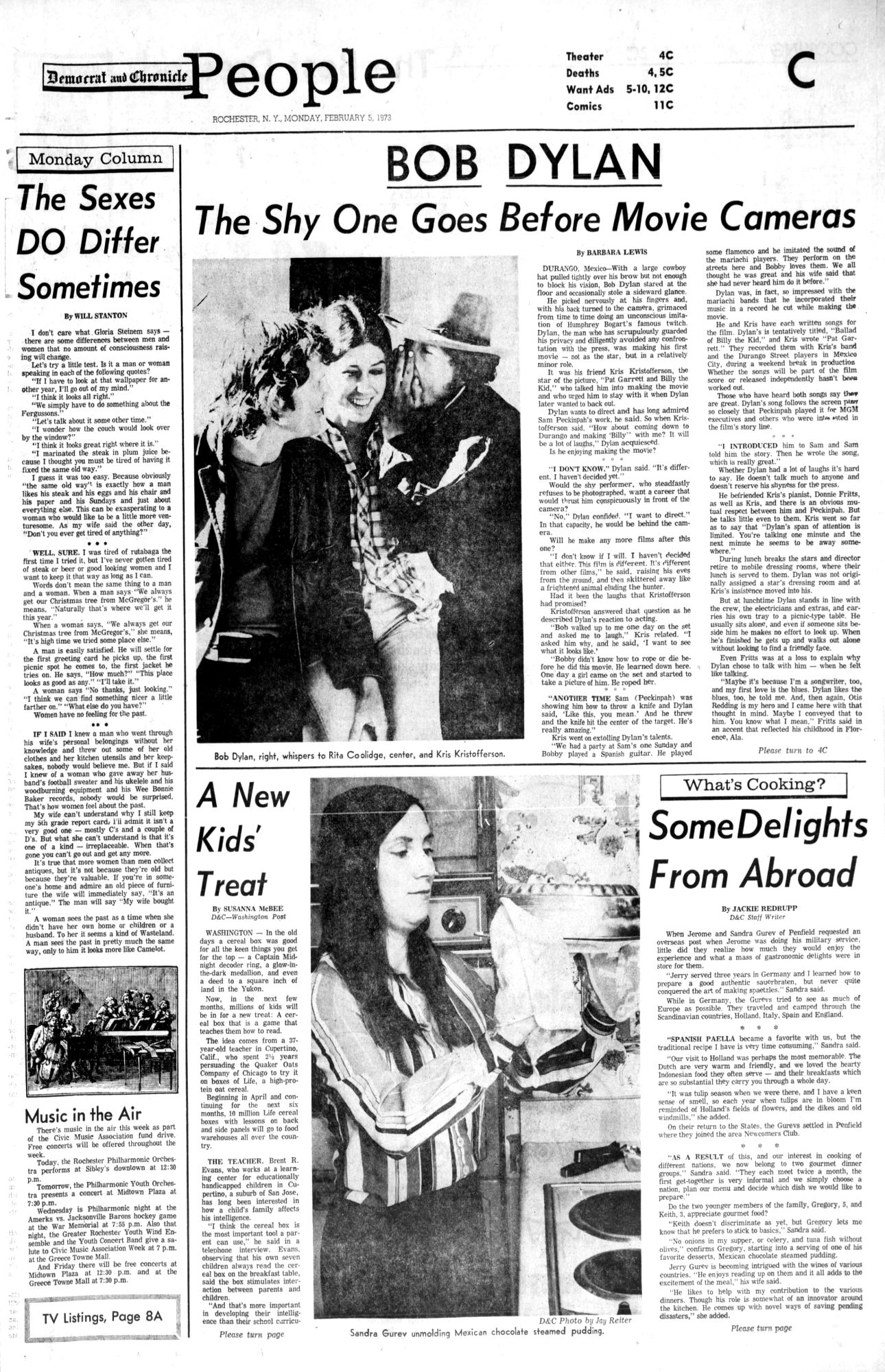 Democrat and Chronicle Bob Dylan front cover
