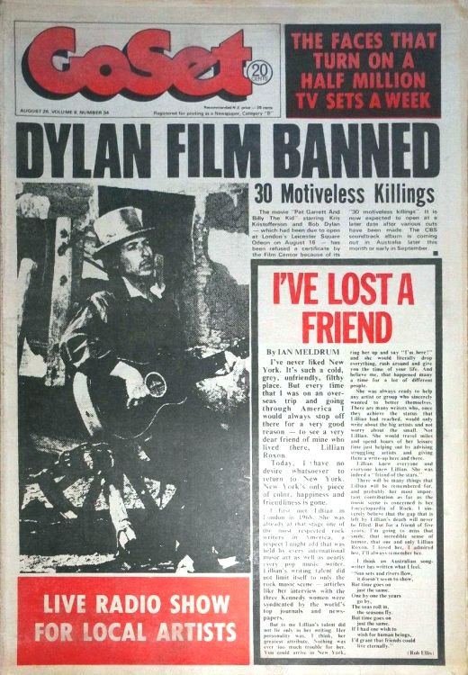 go set 1973 magazine Bob Dylan front cover